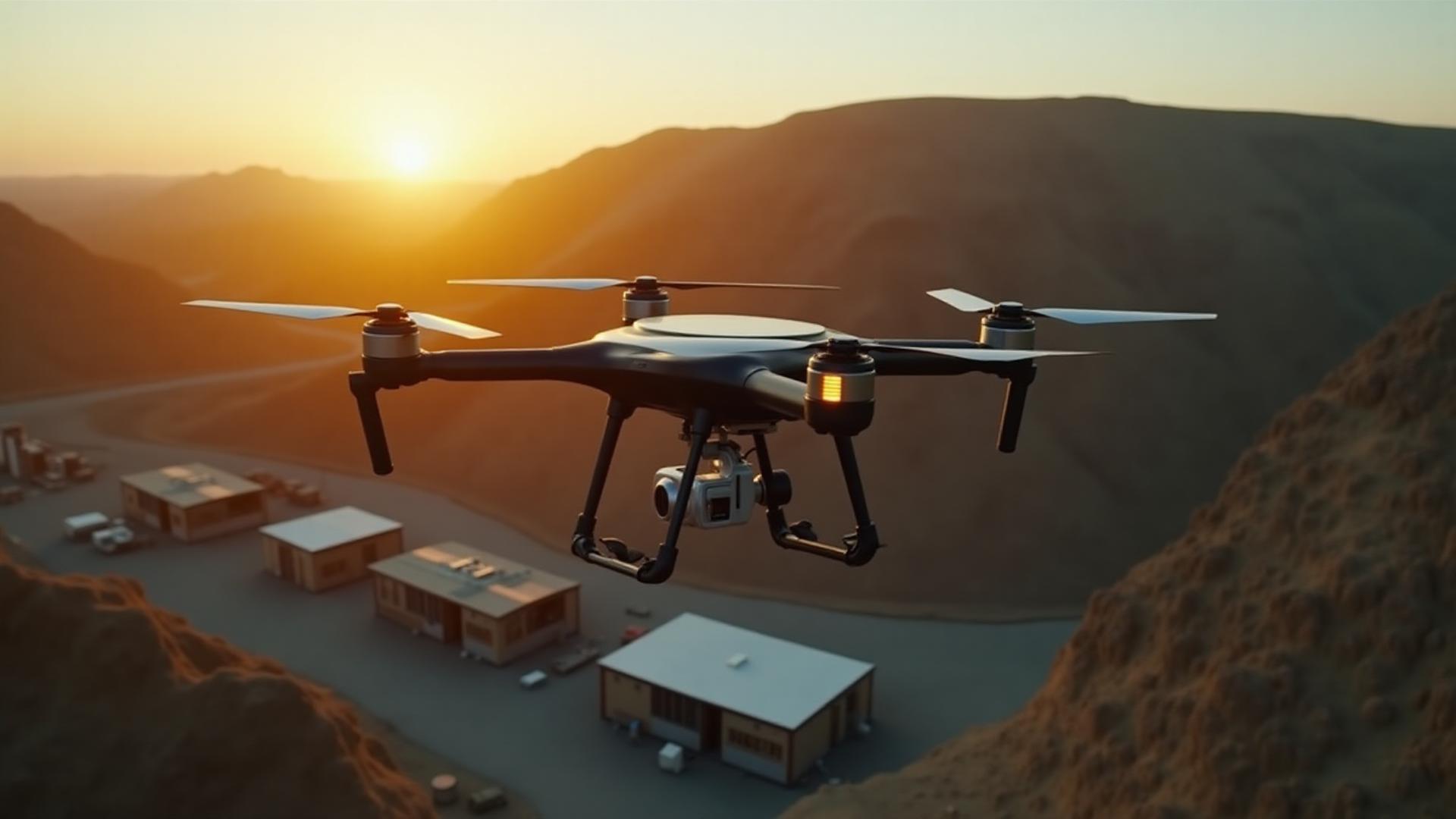 Professional drone surveillance over South African mining operation with precision monitoring technology